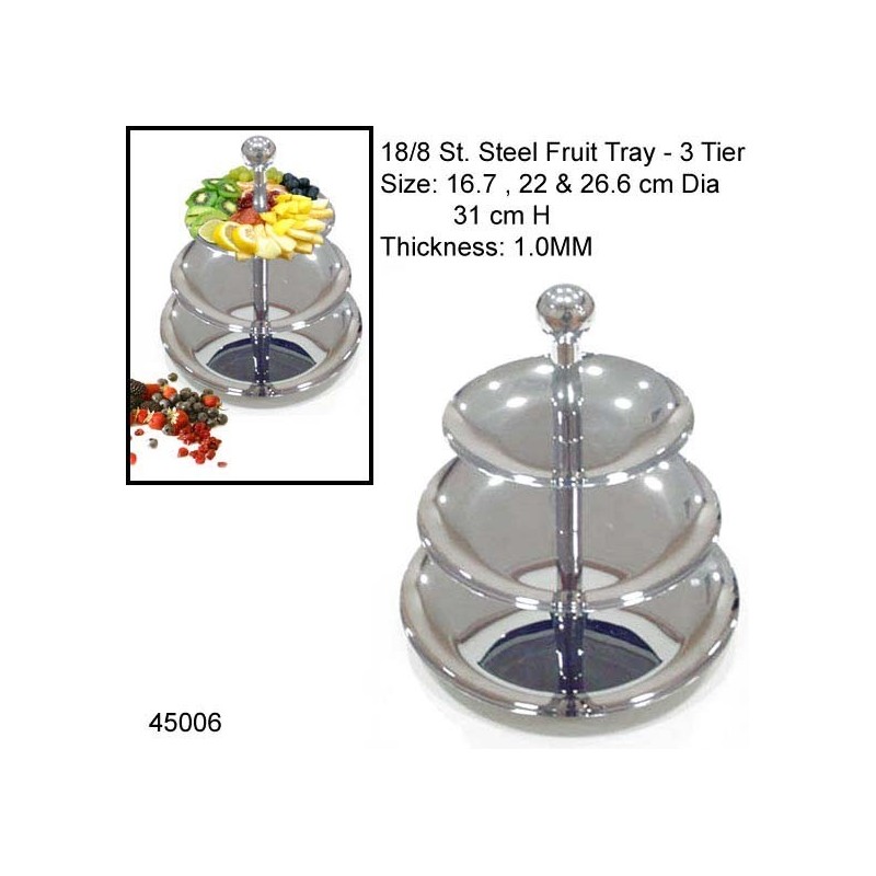 DISPLAY STAND S/STEEL - 3 TIER (31 CM HIGH) - 1