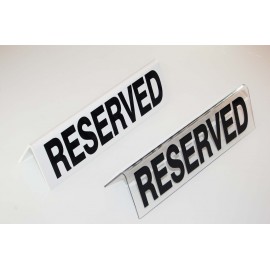 RESERVED TABLE SIGN - PLASTIC - WHITE - 1
