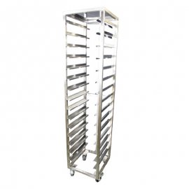 GASTRONORM / TRAY TROLLEY - STAINLESS STEEL (430) ON CASTORS - 1