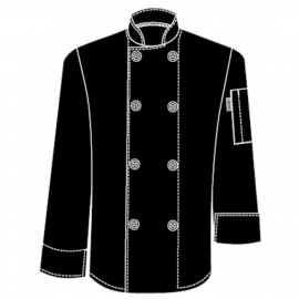 CHEFS UNIFORM JACKET BASIC LONG SLEEVE - BLACK - MEDIUM - 2