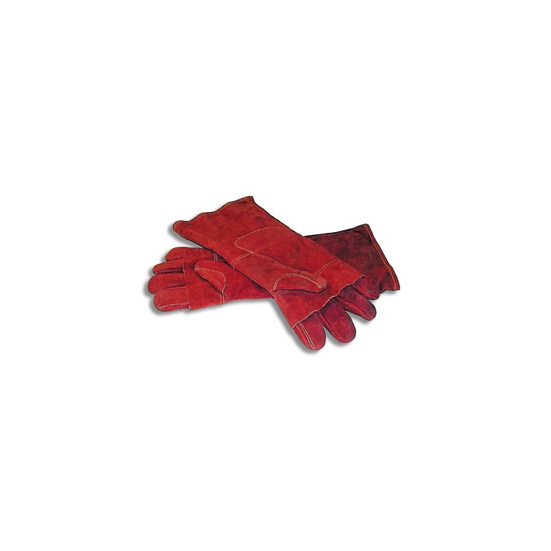 OVEN MITT RED LEATHER - 400mm - PAIR - 1
