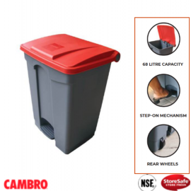 PEDAL BINS PLASTIC - 68L RED - 1