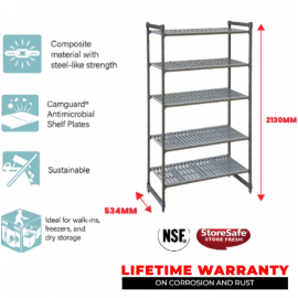 BASICS 5 TIER VENTED SHELF 534MM W X 765MM L X 2130MM H - 1