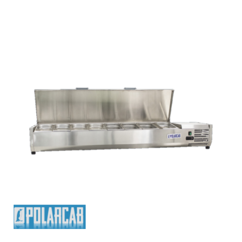 POLARCAB PIZZA INGREDIENT FRIDGE WITH STAINLESS STEEL LID - 8 DIVISION - 1